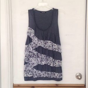 Soft and ruffly grey blue tank top, size 20/22